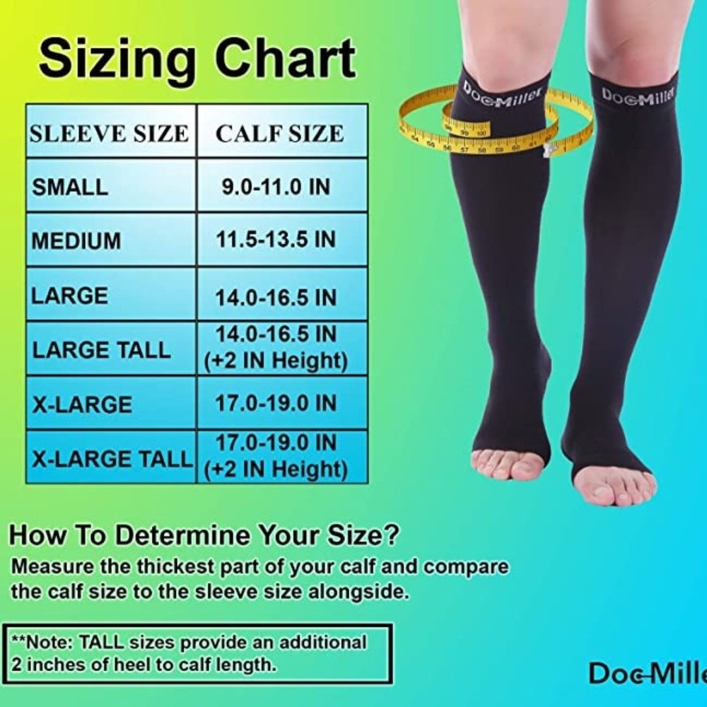 DOC MILLER Open Toe Compression Socks  -  NEW IN PACKAGE! - Picture 9 of 10